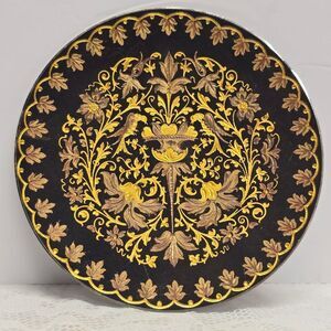 Damascene Birds and Flowers Toledo Spanish Decorative Footed Plate Trinket Dish